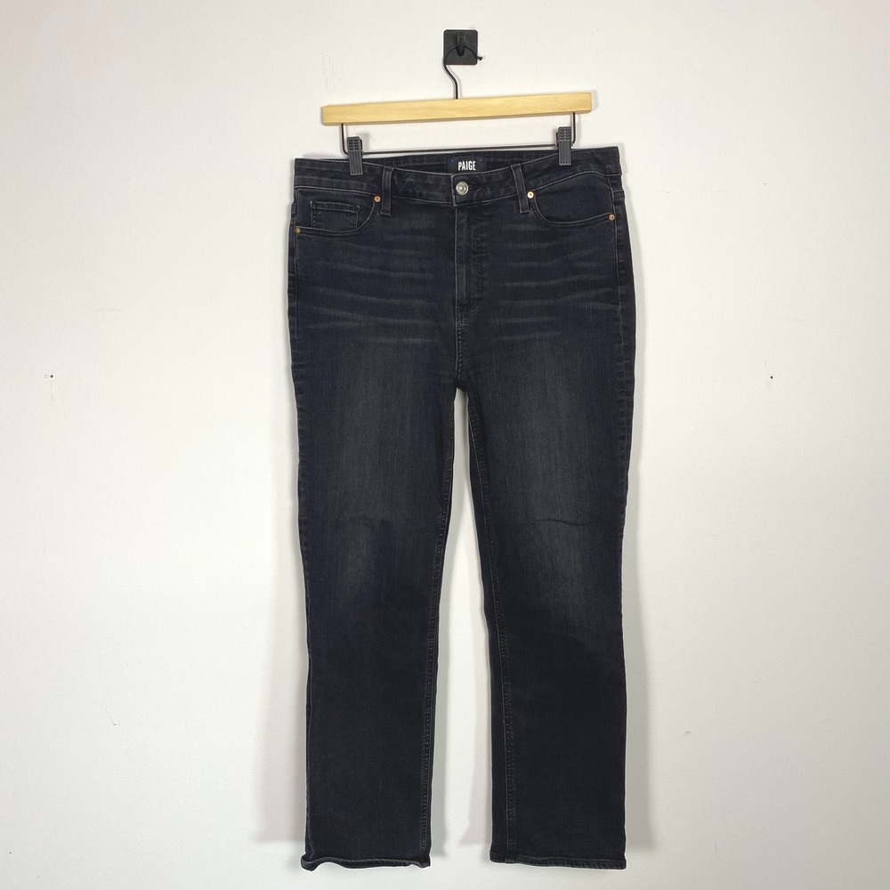 Paige Cindy High Rise Straight Leg Black Wash‎ Denim Jeans Women's Size 32